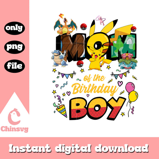 Pikachu characters mom of the birthday boy png, birthday png, cartoon png