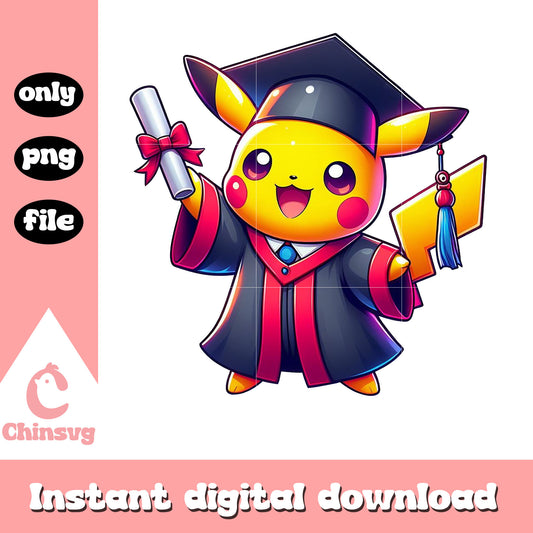 Pikachu chibi graduation design png, pikachu graduation png