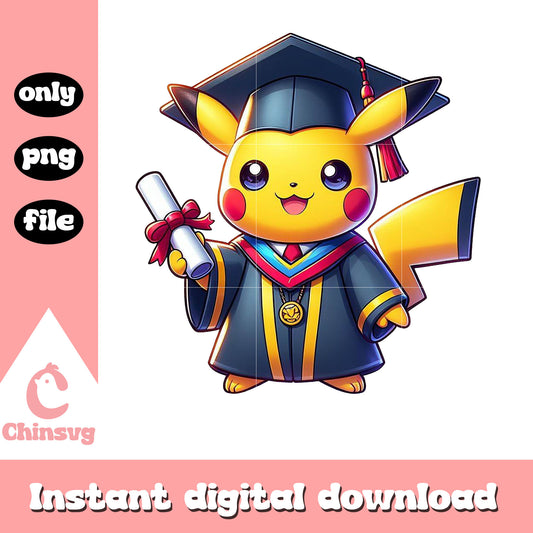 Pikachu cute graduation day design png, pokemon pikachu png