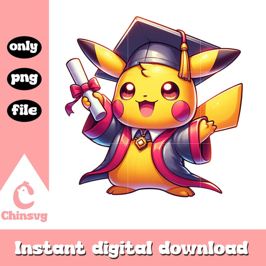 Pikachu graduation day design png, pokemon movie pikachu png