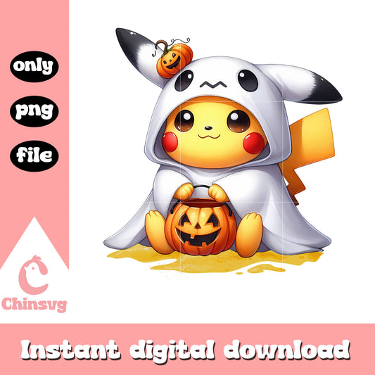 Pikachu halloween ghost png, pokemon cartoon png