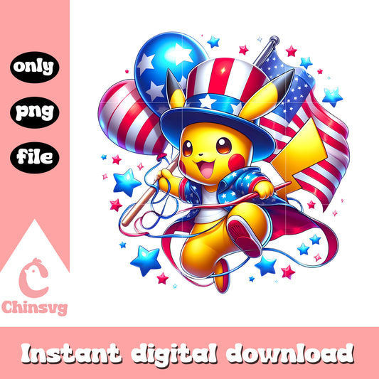 Pikachu pokemon 4th of july hat png, pikachu pokemon png