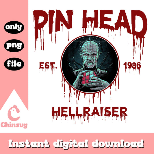 Pin head hellraiser est 1986 design png, hellraiser halloween png