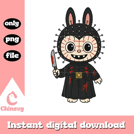 Pinhead labubu clothes drawing design png, pinhead character png