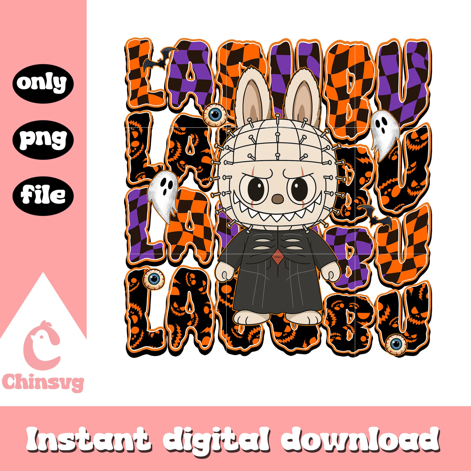 Pinhead labubu doll design png, pinhead character png