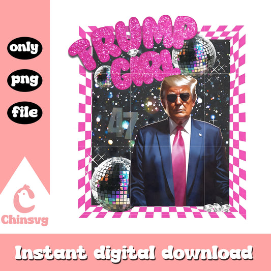 Pink trump girl with discos ball design png, trump girl​ png