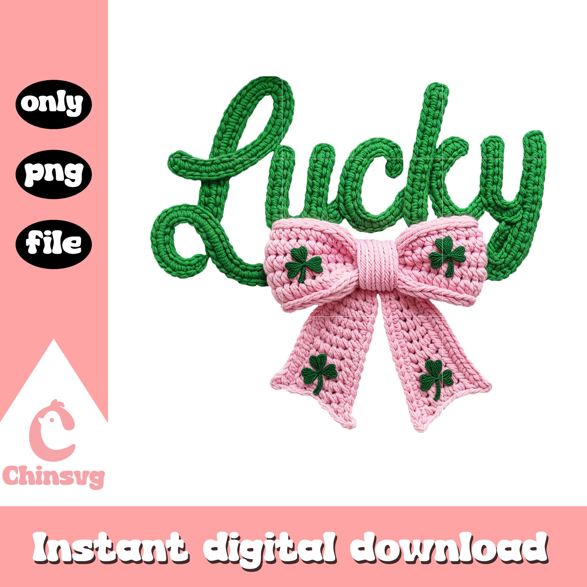 Pink bow st patrick’s png, st patricks day lucky charms​ png