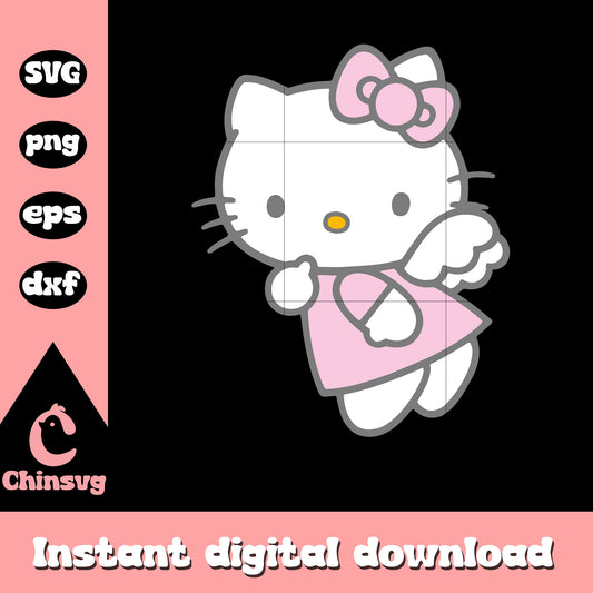 Pink bow tie hello kitty angel cartoon svg, pink hello kitty svg