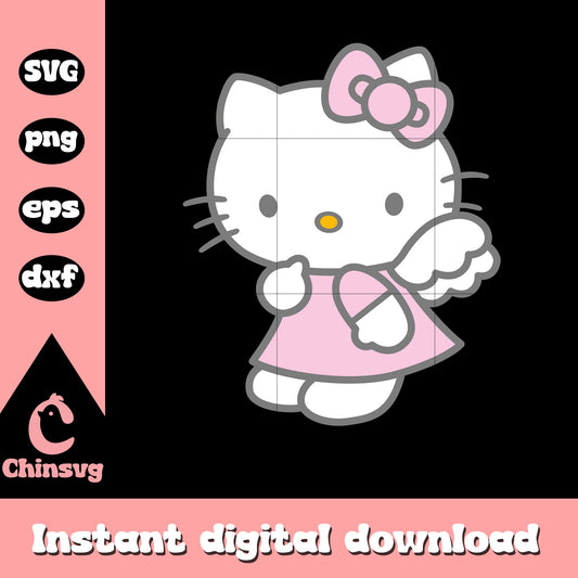 Pink bow tie hello kitty angel sanrio svg, pink hello kitty svg