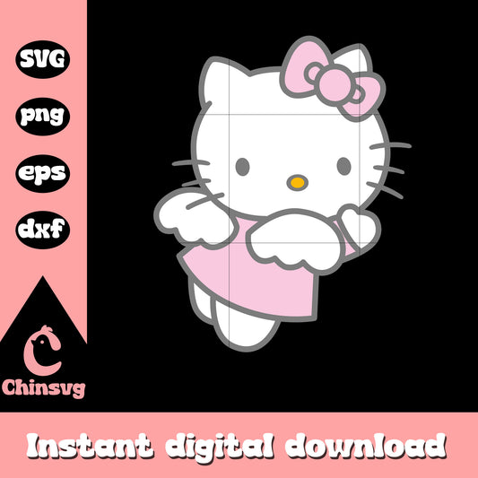 Pink bow tie hello kitty angel svg, pink hello kitty svg