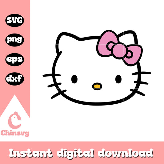 Pink bow tie hello kitty svg file, pink hello kitty svg