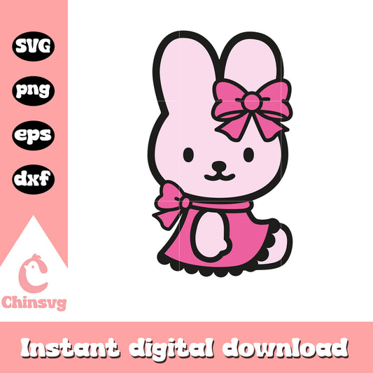 Pink bunny of hello kitty svg design, hello kitty bunny friend​ svg