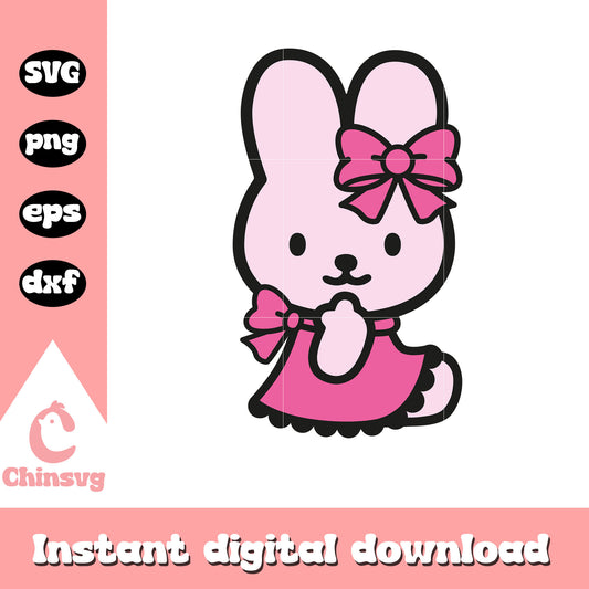 Pink bunny of hello kitty svg file, hello kitty bunny friend​ svg
