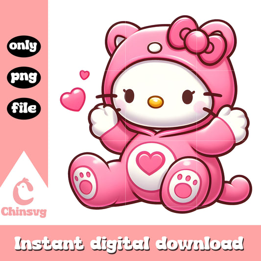 Pink care bears heart kitty cat design png, care bears movie png