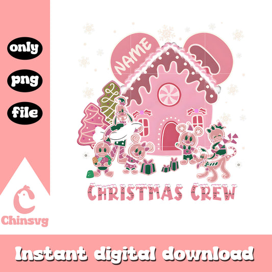 Pink christmas crew mickey friends design png, disney cookies png