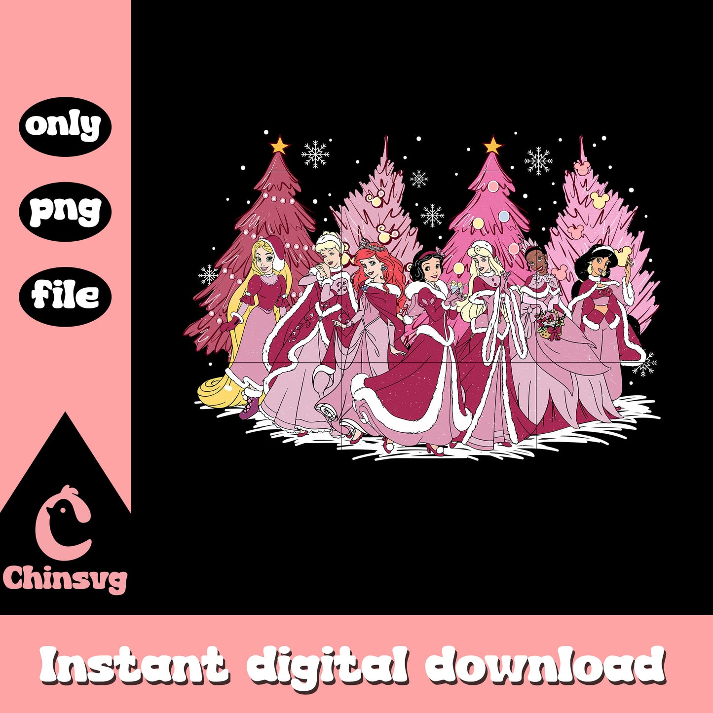 Pink christmas tree disney princess png, disney cartoon png