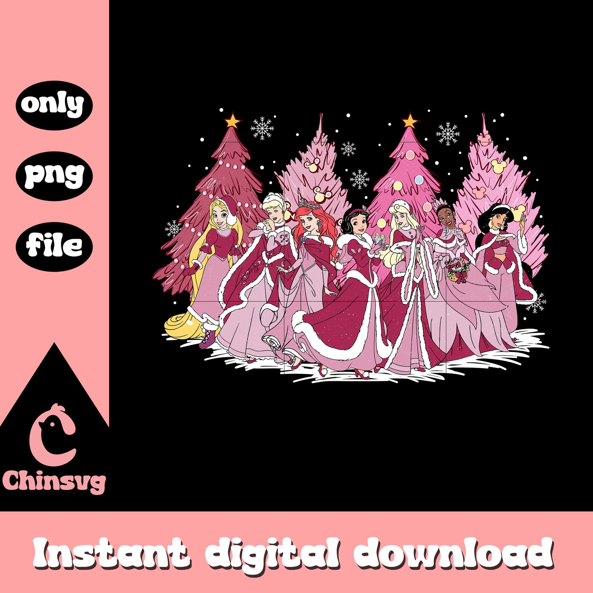 Pink christmas tree disney princess png, disney cartoon png