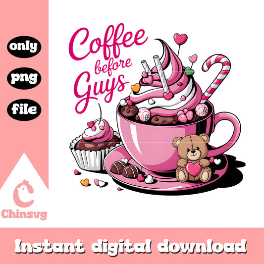 Pink coffee cartoon valentine png, valentines day coffee png