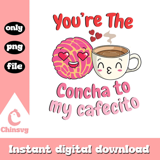 Pink conchas cafecito valentine png, valentines day love​ png