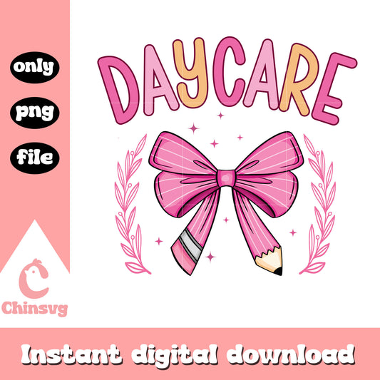 Pink coquette bow daycare design png, going back to school png
