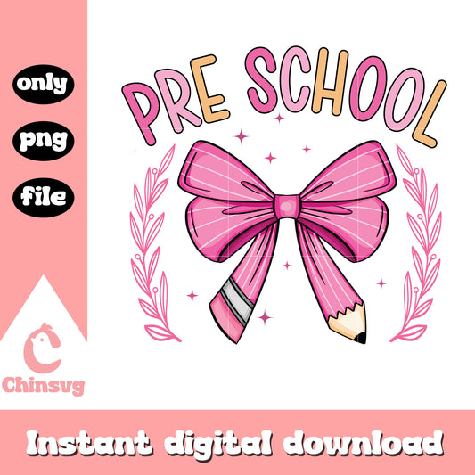 Pink coquette bow preschool design png, school day png