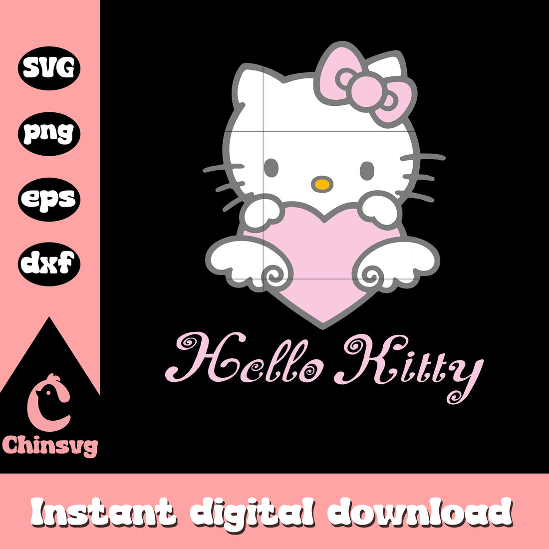 Pink cupid hello kitty cat svg file, pink hello kitty svg, kitty cat s ...