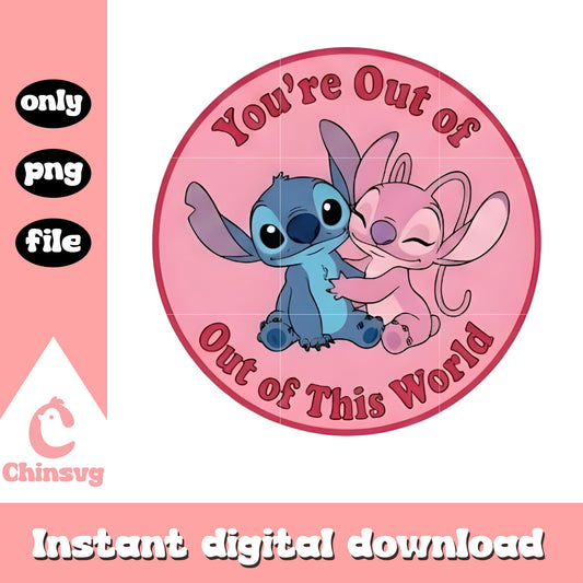 Pink decor couple valentine png, stitch valentines day​​ png