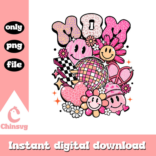 Pink disco valentine mom png, disco ball png, valentine png
