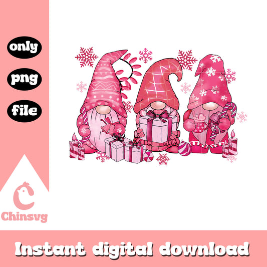 Pink gnomes merry christmas png, gnomes for christmas​ png