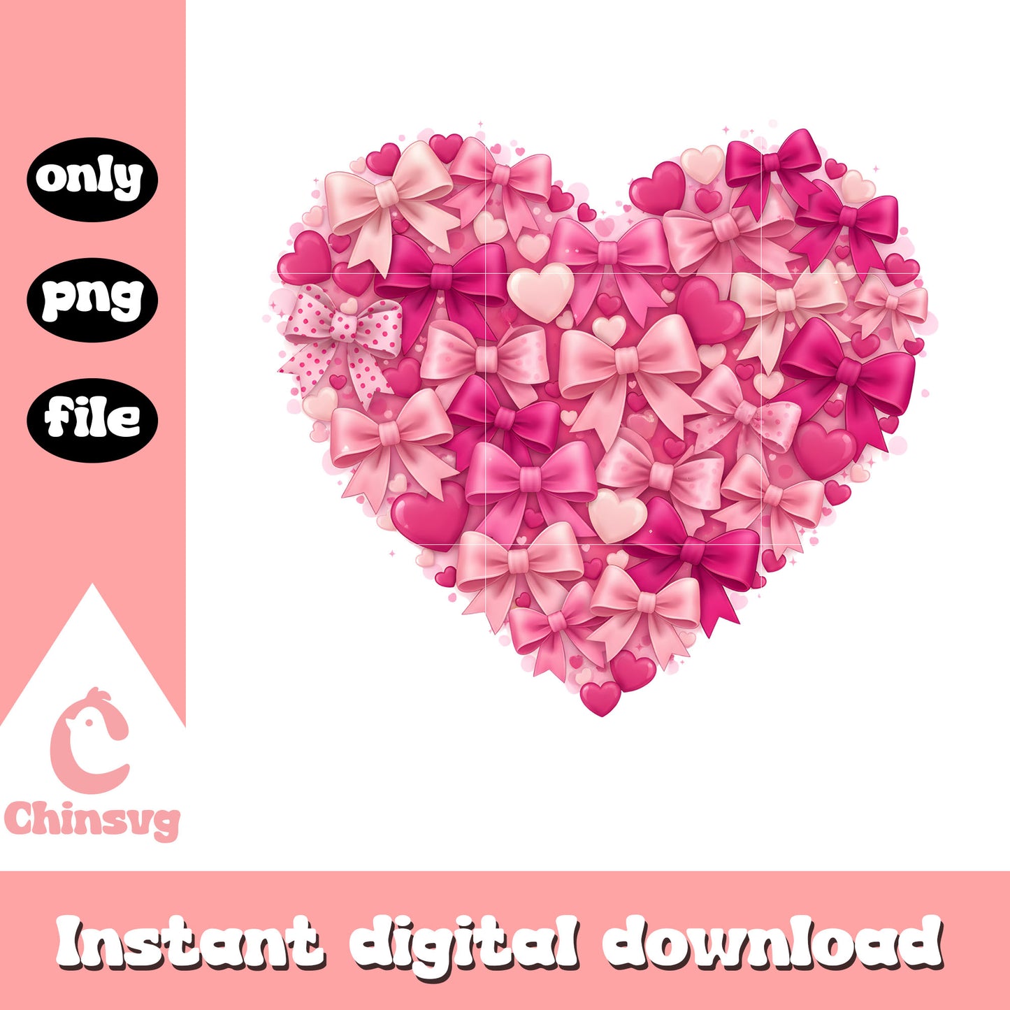 Pink hearts bow valentine png, valentines day love​ png