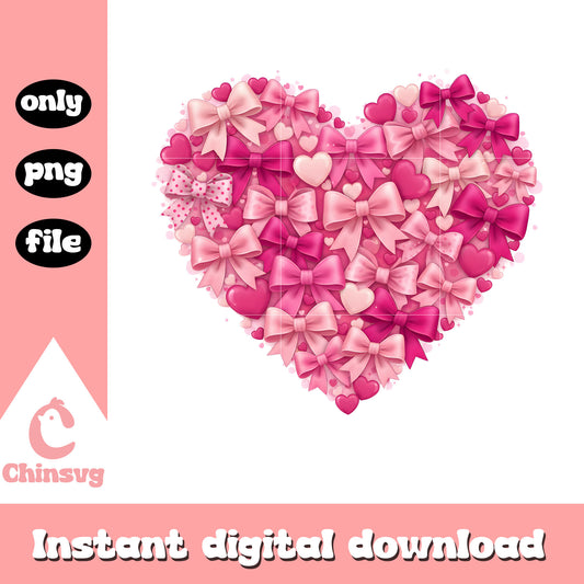Pink hearts bow valentine png, valentines day love​ png