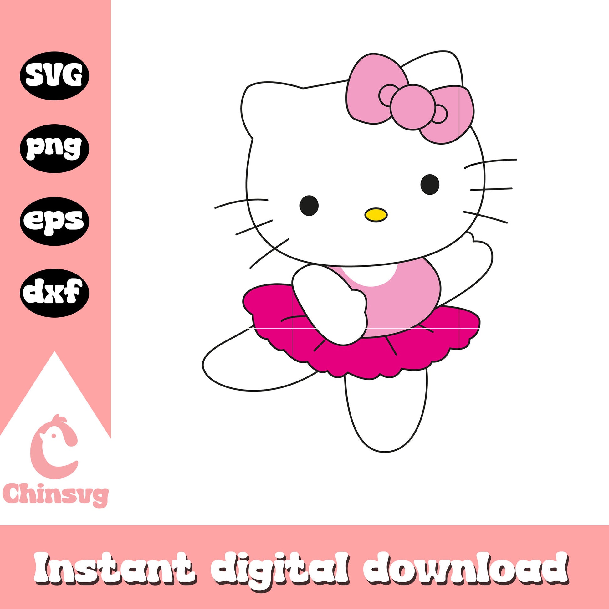 Pink hello kitty ballet dance svg, pink hello kitty svg