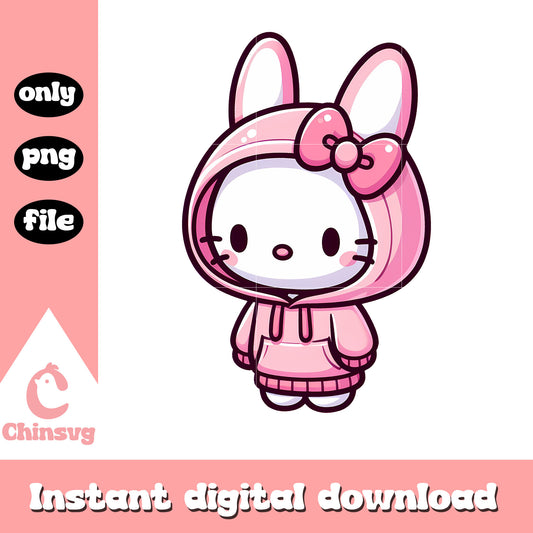 Pink hello kitty bunny design png, hello kitty costume​ png