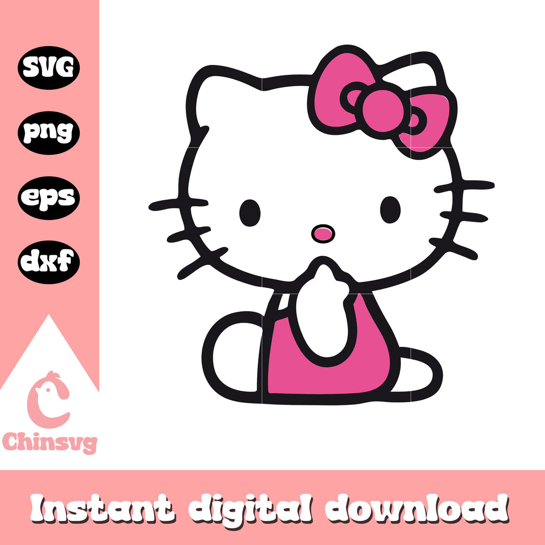 Pink hello kitty cat sanrio svg file, pink hello kitty svg – Chinsvg