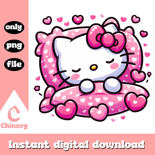Pink hello kitty sleeping png, hello kitty character png