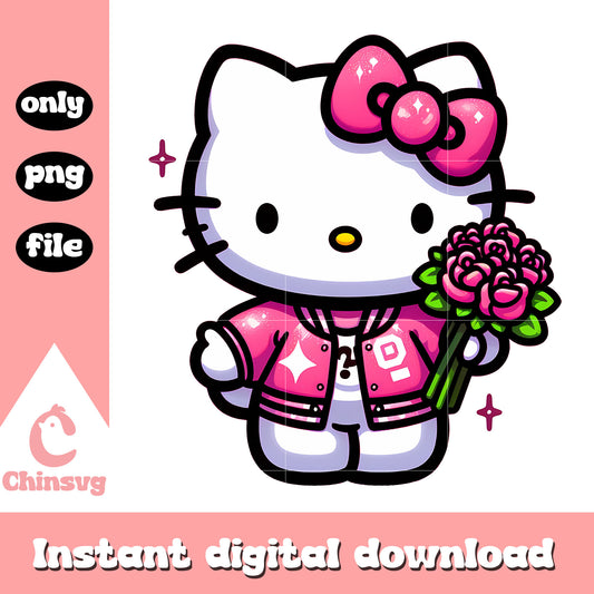 Pink kitty cat and rose flowers design png, love coffee png