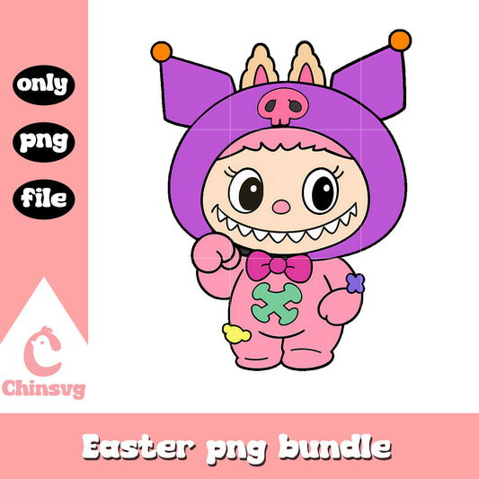 Pink kuromi labubu cute doll drawing design png, kuromi png