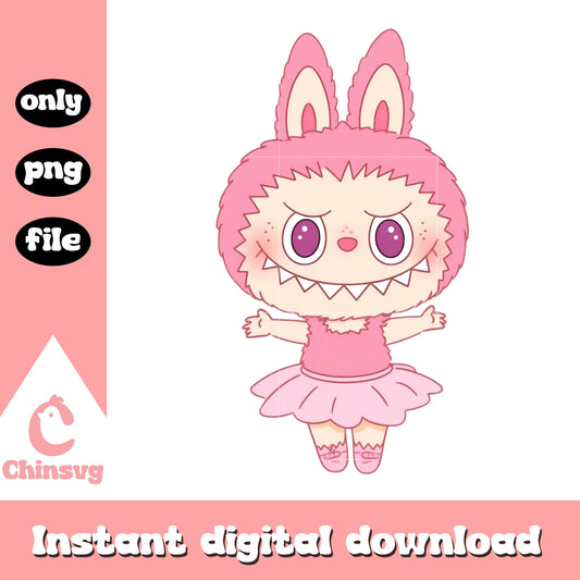 Pink labubu ballet costume design png, labubu costume png