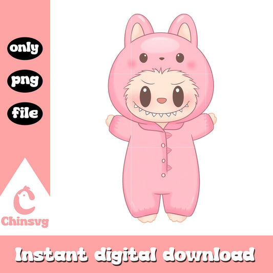Pink labubu costume clothes design png, labubu clothing png