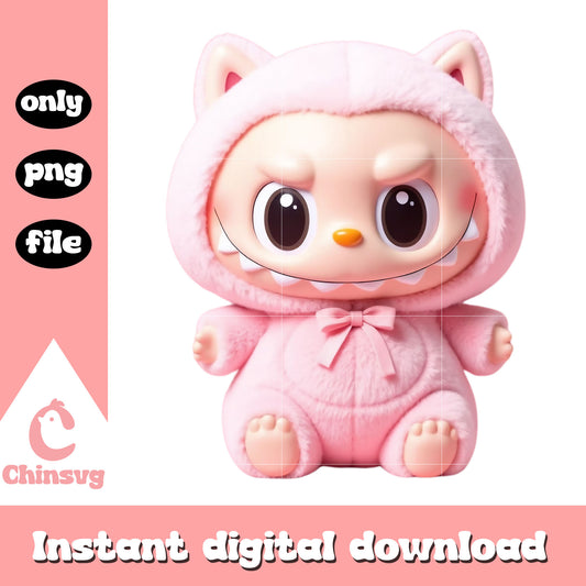 Pink labubu cute pig design png, labubu drawing png