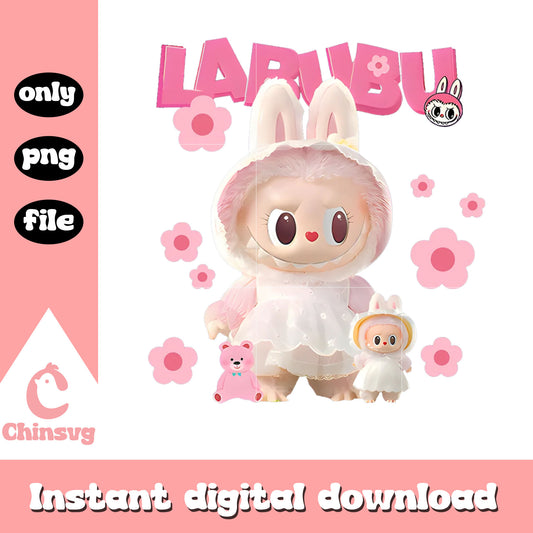 Pink labubu the monster design png, labubu keychain png