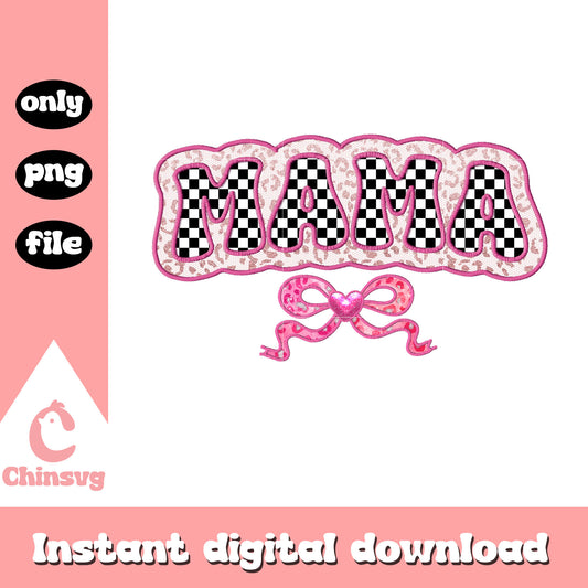 Pink mama checked pattern png, mama png, mother's day png