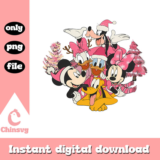 Pink mickey friends christmas png, mickey and friends christmas png