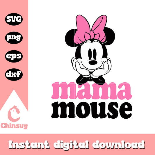 Pink minnie mama mouse design svg, minnie mouse valentines​ svg