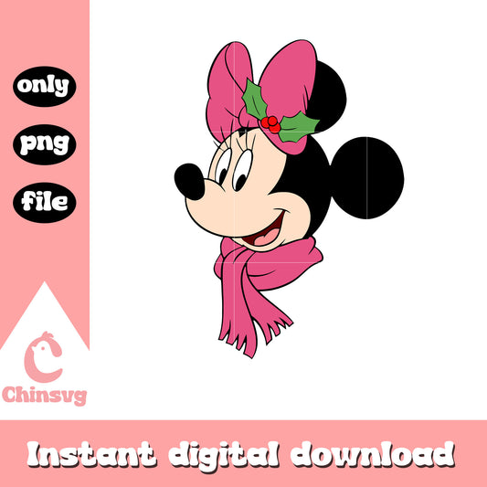 Pink minnie mouse christmas design png, minnie christmas png