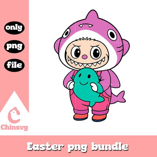 Pink purple baby shark labubu cute doll drawing png, labubu art png