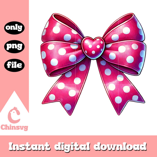 Pink ribbon polka dot pattern design png, ribbon png, valentine png
