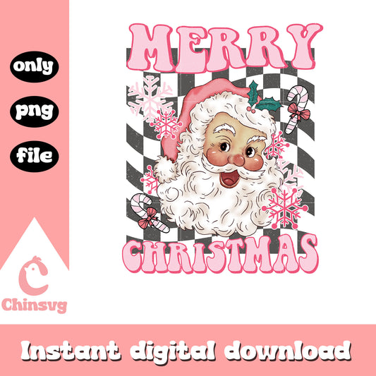 Pink santa face merry christmas design png, pink santa​ png