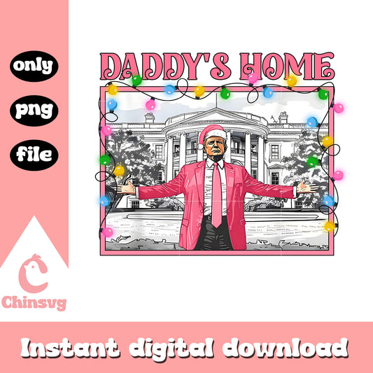 Pink trump daddy's home christmas lights png, trump christmas png