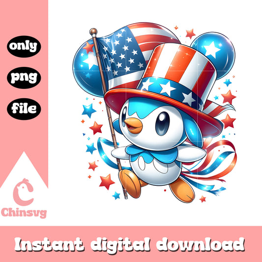 Piplup pokemon independence day flag png, Piplup 4th of july png